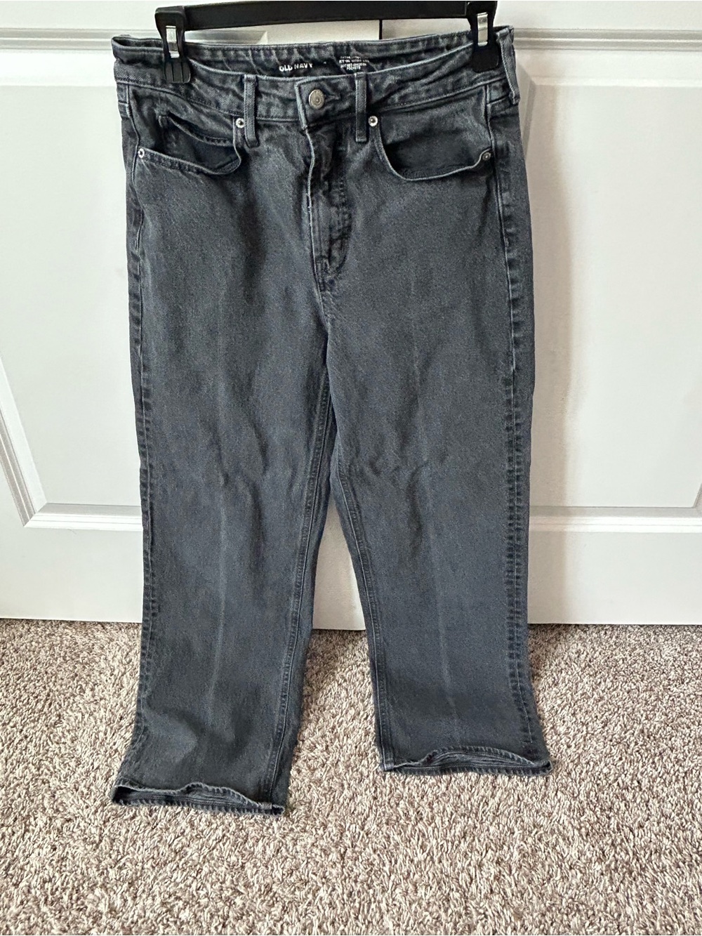 Old Navy Black Washed High-Rise Straight Jeans